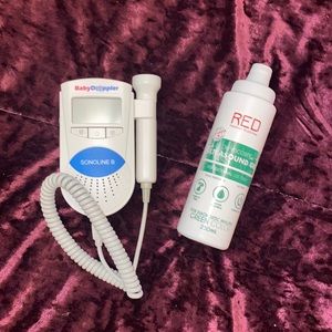 Baby Doppler with ultrasound gel.